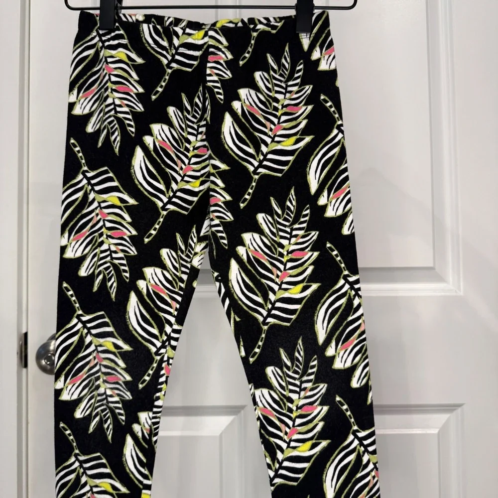 Gymboree Girls Tropical Leaf Zebra Print Capri Leggings Black‎ Size 7/8
